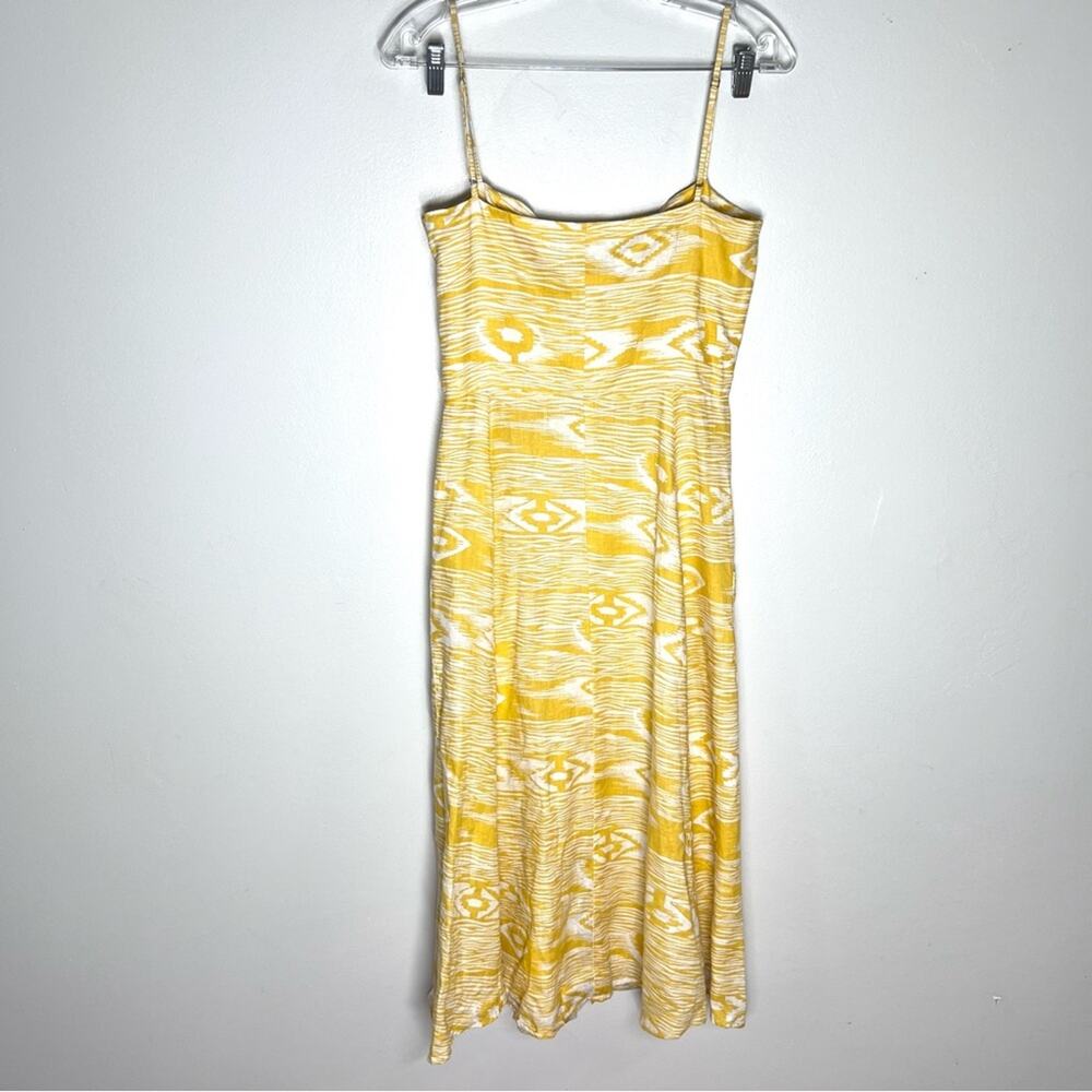 Reformation Canon Linen Midi Dress Button Front in Yellow Grain Sz 6 - Picture 6 of 7